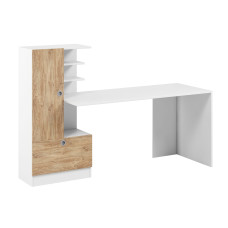 Письмовий стіл Крістер Білий / Дуб Канзас (C-201.1) 150x50x120 лівий