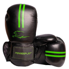 Боксерські рукавиці PowerPlay 3016 Чорно-Зелені 14 унцій