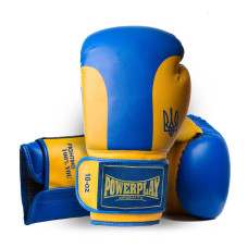 Боксерские перчатки PowerPlay 3021 Ukraine Сине-желтые 10 унций