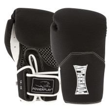 Боксерські рукавиці PowerPlay 3011 Чорно-Білі карбон 14 унцій
