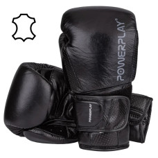Боксерские перчатки PowerPlay 3087 Magnum Черные [натуральная кожа] 14 унций