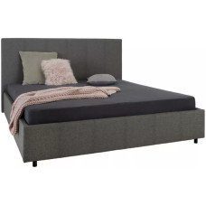 Ліжко двоспальне дерев'яне на ламелях з ящиком-нішою для білизни Кімі 216x197x115 см сіре