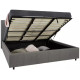 Кровать двуспальная деревянная на ламелях с ящиком-нишей для белья Кими 216x197x115 см серая