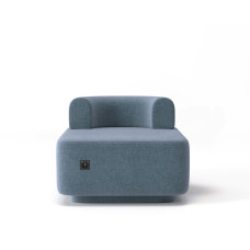 Стильное дизайнерское кресло Plump со встроенной розеткой и зарядкой USB 80x80x65 см серо-голубое