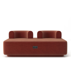 Прямой дизайнерский модульный диван Plump со встроенной розеткой и зарядкой USB 160x80x65 см терракотовый.