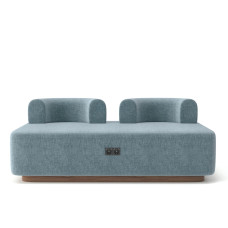 Прямой дизайнерский модульный диван Plump со встроенной розеткой и зарядкой USB 160x80x65 см серо-голубой
