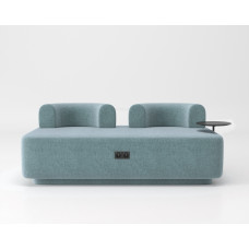 Дизайнерський модульний диван Plump із вбудованою розеткою та зарядкою USB 160x80x65 см зі столиком сіро-блакитний