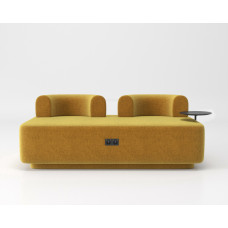 Дизайнерський модульний диван Plump із вбудованою розеткою та зарядкою USB 160x80x65 см зі столиком жовтий