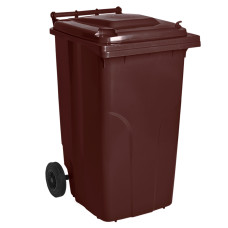 Бак для мусора на колесах с ручкой 240 литров темно-коричневый