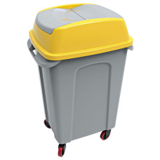 Бак для сміття на колесах Planet Hippo 70 л сіро-жовтий