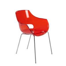 Кресло пластиковое Papatya OPAL прозрачно-красный хром