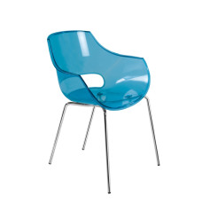 Кресло пластиковое Papatya OPAL прозрачно-синее хром
