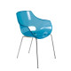 Кресло пластиковое Papatya OPAL прозрачно-синее хром