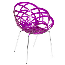 Кресло пластиковое Papatya FLORA-ML прозрачно-фиолетовое хром