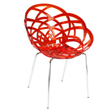 Крісло пластикове Papatya FLORA-ML прозоро-червоне хром