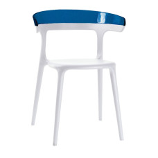Крісло пластикове Papatya LUNA білий прозоро-синій