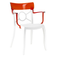 Крісло пластикове Papatya Opera-K білий прозоро-червоний