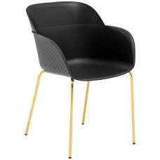 Крісло Tilia Shell-MG ніжки металеві золото, сидіння чорне