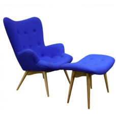Кресло Флорино с банкеткой, синяя ткань