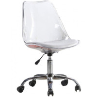 Офісне крісло Астер прозоре з білим сидінням