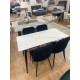Обідній керамічний стіл TM-100 білий мармур + чорний