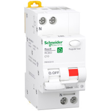 Диференціальний автоматичний вимикач resi9 schneider electric 10 а, 30 мa, 1p+n, 6ка, крива с, тип а