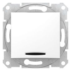 2-х полюсний одноклавішний вимикач з індикацією sedna білий