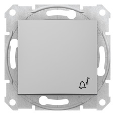 Кнопочный выключатель с символом "колокольчик" sedna алюминий