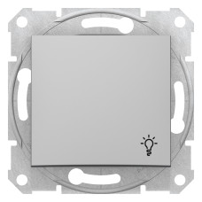 Кнопковий вимикач із символом "світло" sedna алюміній