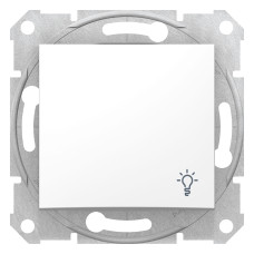 Кнопочный выключатель с символом "свет" sedna белый