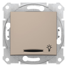 Кнопковий вимикач sedna із символом "світло" та підсвіткою титан