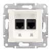 Двойная компьютерная розетка RJ45 UTP 5E sedna слоновая кость