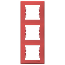 Рамка 3-постовая вертикальная красный.
