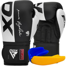 Боксерские перчатки RDX F4 Boxing Sparring Gloves Hook&Loop WHITE/BLACK 12 унций (капа в комплекте)