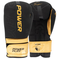 Боксерские перчатки PowerPlay 3024 Ultra Mat Черно-Золотые 10 унций
