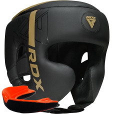 Боксерский шлем RDX F6 KARA Matte Golden L (капа в комплекте)