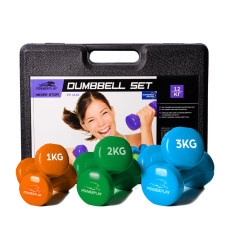 Набір гантелей в кейсі 12 кг. PowerPlay 4118 Fitness Dumbells (2шт.*1кг. 2шт.*2кг. 2шт.*3кг.)