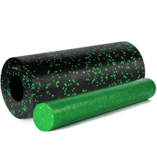 Масажний ролик (роллер) гладкий PowerPlay PP-4348 2 in 1 EPP Foam Roller Чорно/Зелений (33x14см.)