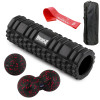 Набор для массажа и йоги PowerPlay PP_4097 (ролик 30*10 + 2-я мячи) Black + резинка 11 кг.