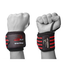 Кистьові бинти PowerPlay 3081 Gym WristT Wraps Чорно-Червоні