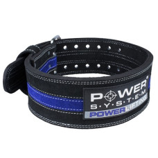 Пояс для пауерліфтингу Power System PS-3800 PowerLifting шкіряний Black/Blue Line M