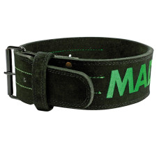 Пояс для важкої атлетики MadMax MFB-301 Suede Single Prong шкіряний Black/Green M