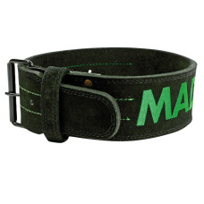 Пояс для тяжелой атлетики MadMax MFB-301 Suede Single Prong кожаный Black/Green XL