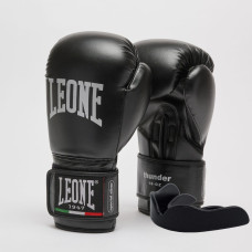 Боксерские перчатки Leone GN383 THUNDER Black 8 унций (капу в комплекте)