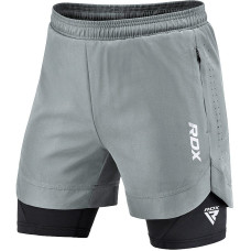 Компрессионные шорты для RDX MMA T16 2-в-1 GREY/BLACK-S
