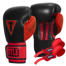 Боксерські рукавиці TITLE Boxing All Heart Bag Gloves 2.0 Black/Red 16 oz (бинти 4м. в комплекті)