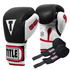 Боксерські рукавиці TITLE Boxing Gel World Black S 10oz (бинти 4м. в комплекті)