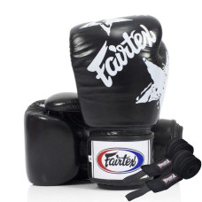 Боксерські рукавиці Fairtex BGV1 Nation Print Black 14 унцій (бинти в комплекті)