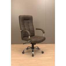 Крісло Атлант Хром П1 M-2 (Anyfix) Шкіра Люкс комбо Каштан