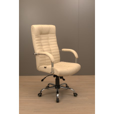 Крісло Атлант Хром П1 M-2 (Anyfix) Шкіра Люкс комбо Панна-котта